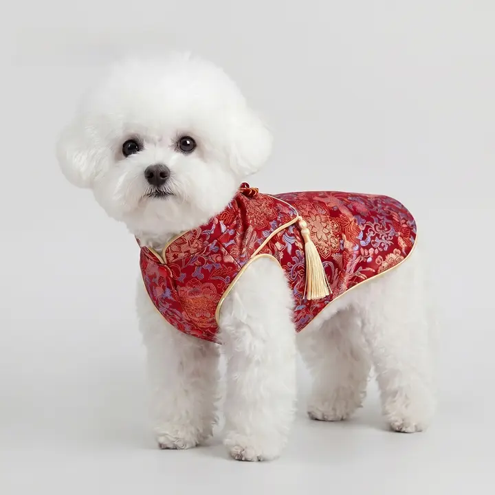 春夏用ペット用唐装ベスト【犬猫兼用・薄手・新中式デザイン】（セットアップ対応）