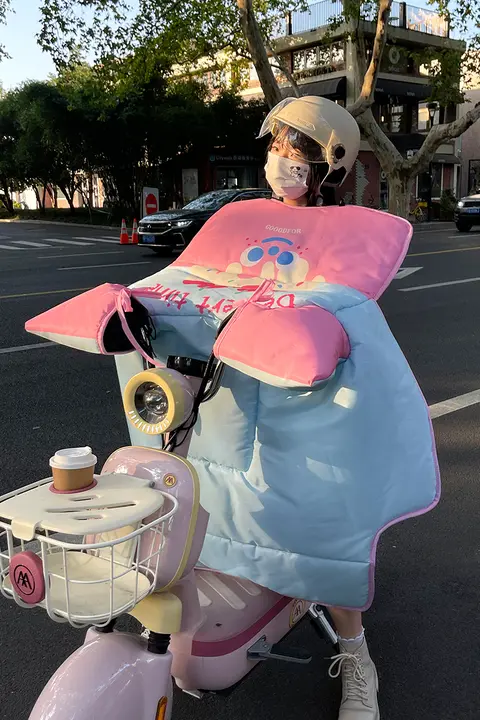 可愛い電動バイク用防風カバー【加厚・加绒・冬用】