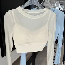 スポーツTシャツ【ショート丈・透け感のあるメッシュ・パッド付き】