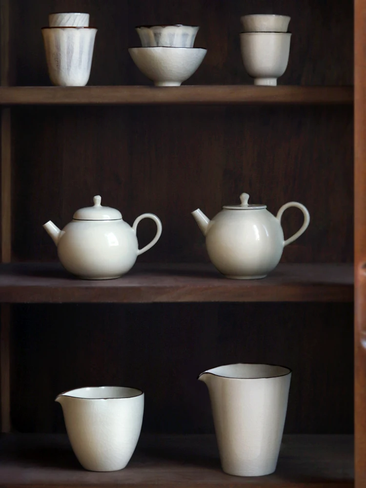 九土粉引茶器：日式冰裂釉陶制茶具的品茗  体验与使用解析