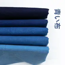 藍染め手作りコットン刺し子刺繍生地【植物染料・DIY用・服飾用】