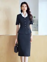 洗練されたデザイン！黒白コンビネーションのビジネススーツ【レディース・通勤・ジャケット・パンツ】（セットアップ対応）