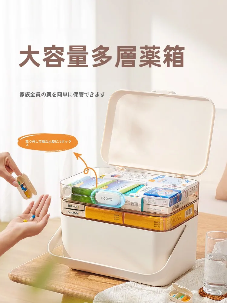 大容量薬箱E24140：家庭用多層収納で薬の管理を効率化