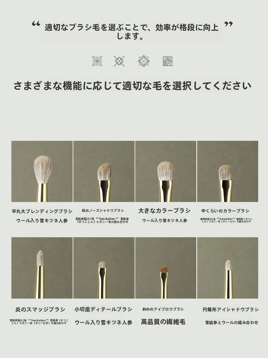 メイクブラシセットおすすめのブランドで琴制の喜上眉梢8本組が信頼性を実証