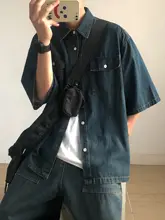 ヴィンテージ風 コットンデニムシャツ【半袖・男士用・ゆったりフィット】