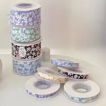 小花柄リボン付きフラワーブーケラッピング【DIY手作り用・鮮花・バタフライ結び】