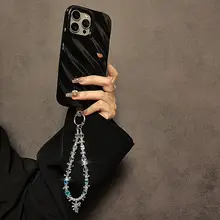 高級感溢れるブルークリスタルビーズのハンドチェーン【スマホケース・キーホルダー・バッグチャーム 】
