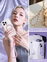 高品質スマホストラップ【マカロンカラー・回転式スプリングクリンチ・丸型フック・スマホ用・アクセサリー】