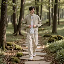春用 メンズ立襟ジャケット【シンプル・快適・カジュアル】