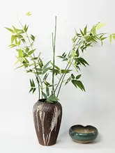 リアルな竹葉デザインのインテリア花瓶【禅スタイル・装飾用】
