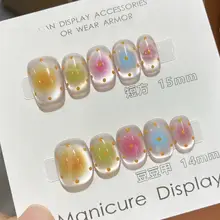 夏にぴったりな手作りネイルチップ【ショートデザイン・クリーミーな色合い・おしゃれなインスタ映え】（セットアップ対応）
