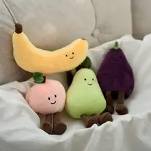 ぬいぐるみ クッション ナス バナナ 桃 ふわふわ かわいい 添い寝 卓上インテリア キッズ 男の子 女の子 ギフト