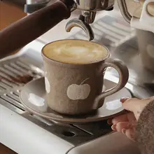 個性的デザイン！コーヒー用マグカップ【ブrown・アンティークスタイル・ラテアート対応】