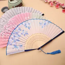 女性用折りたたみ扇子【中国風・流蘇デザイン・古典スタイル・竹製】