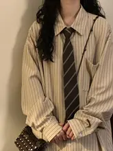 秋のアメリカンレトロストライプ柄ルーズフィット長袖シャツ【カジュアル・重ね着対応】