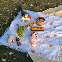 ピクニックマット アウトドアマット 厚手 防水 無地 ホワイト キャンプ ピクニック ビーチ レジャー インスタ映え ブランケット