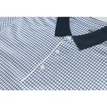 夏用クールタッチの極上の柔らかさのポロシャツ【格子柄・麻のような光沢・抗シワ・短袖】