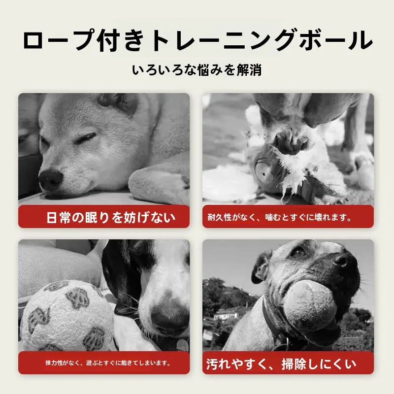 犬用おもちゃボール：耐噛性と歯磨き機能で長く遊べる小型犬向けゴム製商品