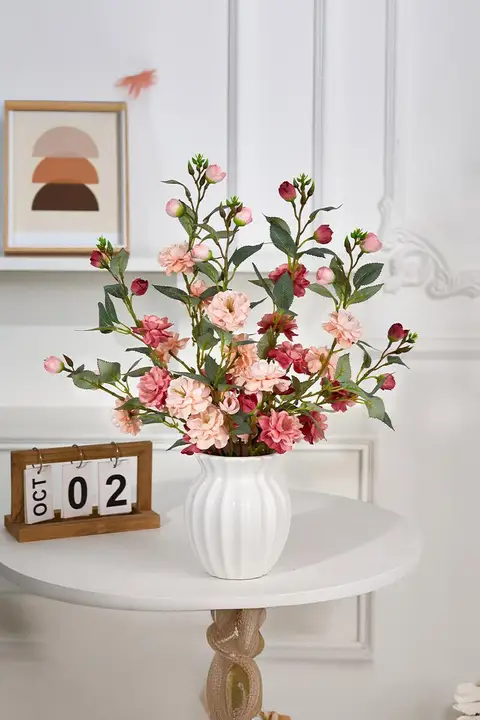 山茶花の造花【高級インテリア装飾・リビングやダイニング用】