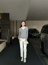 羊毛と白鹅绒のダブルジッパーカーディガン