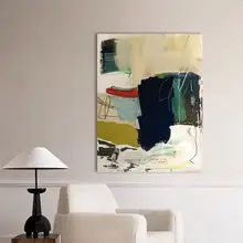 手描き油彩の後現代風シンプル抽象アートパネル【リビング・廊下・エントランス用】
