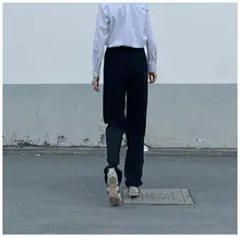 高身長向け ロングストレートパンツ【ブラック・ハイウエスト・フィット】