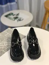 厚底レディースローファーシューズ【水晶装飾・合皮・春用・イギリス風】