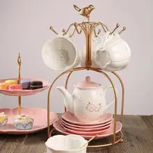 さくらデザインのカフェ用品【小鳥コーヒースタンド・カップ＆ソーサー・ピンク・アフタヌーンティー用】（セットアップ対応）