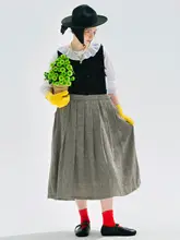 千鳥柄パッチワークワンピース【コットンリネン・スウェットスタイル・ミディ丈】（セットアップ対応）