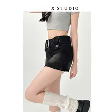 大きいサイズのデニムミニスカート【女性らしいデザイン・ストリートスタイル・個性的な半身スカート】（セットアップ対応）