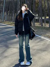 ヴィンテージ風ブーツカットデニムパンツ【レディース・ロー ウエスト・タイトフィット・ストレッチ】（セットアップ対応）