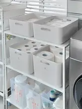 化粧品収納ボックス【プラスチック製・グレー・蓋付き・デスクトップ用】