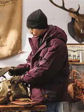 アメリカンレトロ 白鹅绒使用の工場作業風ジャケット【冬用・フード付き・防寒】