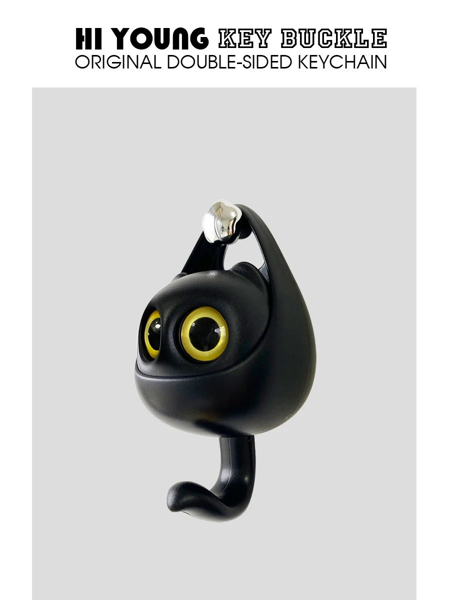 黒猫 フック：目が動く可愛さと穴なし設計の壁掛けフック