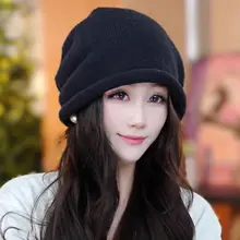 女性用ニットドローストリング帽子【シンプルデザイン・保温性・秋冬用】