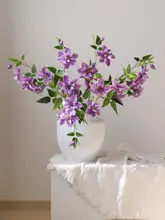 造花 クレマチス 上品 深みのあるカラー インテリアフラワー パープル系 リビング 書斎 デスク 飾り