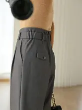 ウール素材 レディース ハイウエストストレートワイドパンツ【抗皺・カジュアル・秋用】