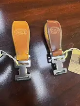 手作りの厚手本革フック付きグローブ用キーリング【真鍮金具・インポートストーン】