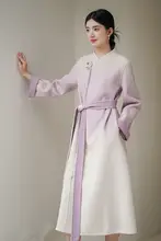 高級ウール混紡ダブルフェイスコート【新中式・秋冬用・ロングシルエット】