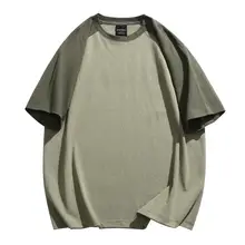 BOLM メンズ夏用プリントTシャツ【ルーズフィット・クルーネック・五分袖】