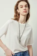 因由 レディース ニットTシャツ【ルーズフィット・薄手・丸首・ソリッドカラー】