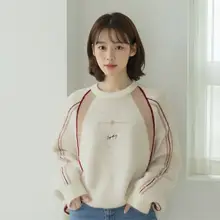 秋冬用 ヴィンテージ風カラーコンビニットセーター【男女兼用・偽ミンクファー・トレンドデザイン】（セットアップ対応）