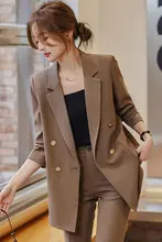 カフェブラウンの女性用ジャケット【秋冬・ゆったりシルエット・高級感あるデザイン】（セットアップ対応）