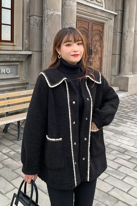 極上の柔らかさの粒状フリースコート【冬用・ゆったり・ラムウール・春先にぴったり】
