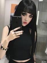 グレーとブラックのロングストレートウィッグ【ゴシックスタイル・エアリー前髪・女性用】
