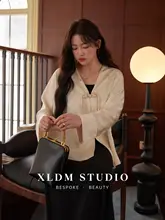 新中式デザインのVネック開衫【秋用・ゆったりフィット・薄手】