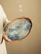 携帯用 茶器セット【手抓壺・茶碗・茶杯・茶盤・4点セット・防烫デザイン】