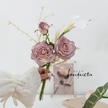 ボヘミアン風のドライフラワー調バラの造花ブーケ【インテリア装飾用・リビング用】