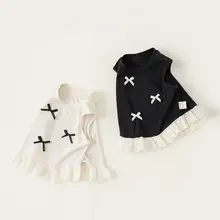 夏季レトロ風 女の子用ノースリーブトップス【リボンとレースのデザイン】