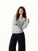美式復古デザインのバンドゥトップとスウェットシャツ【フィット・女性用】（セットアップ対応）